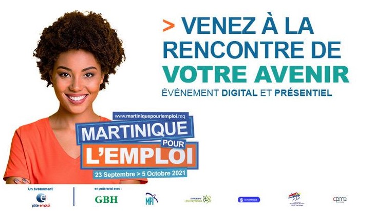 Affiche du salon de recrutement « Martinique pour l’Emploi » de GBH et Pôle Emploi