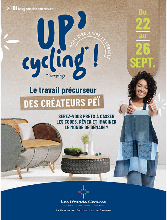 Poster for "Up' Cycling" Recycling Week in the Grands Centres shopping malls on Reunion Island